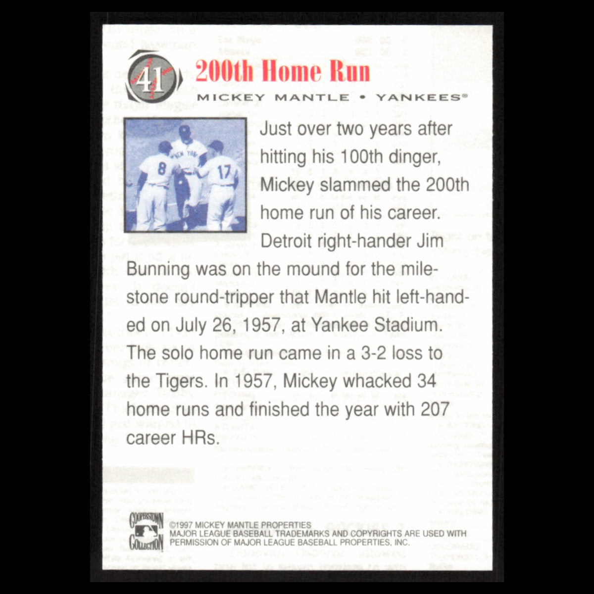 Mickey Mantle #41 1997 Scoreboard Mickey Mantle New York Yankees Baseball Card