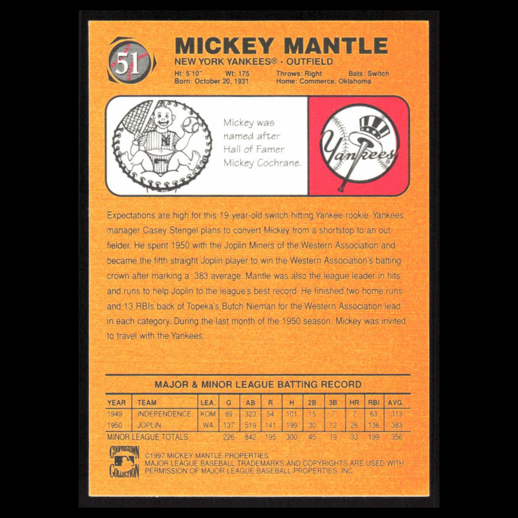 Mickey Mantle #51 1997 Scoreboard Mickey Mantle New York Yankees Baseball Card
