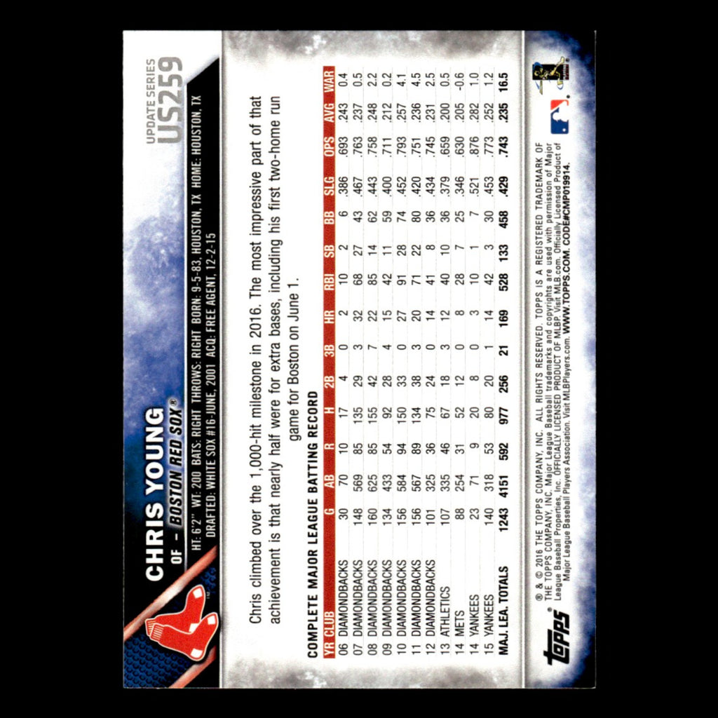 Chris Young #US259 2016 Topps Update Boston Red Sox Baseball Card MLB NM