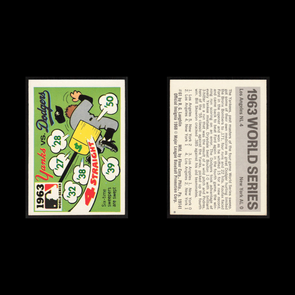 1963 Dodgers v Yankees #61 1971 Fleer Laughlin World Series Baseball Card MLB NM