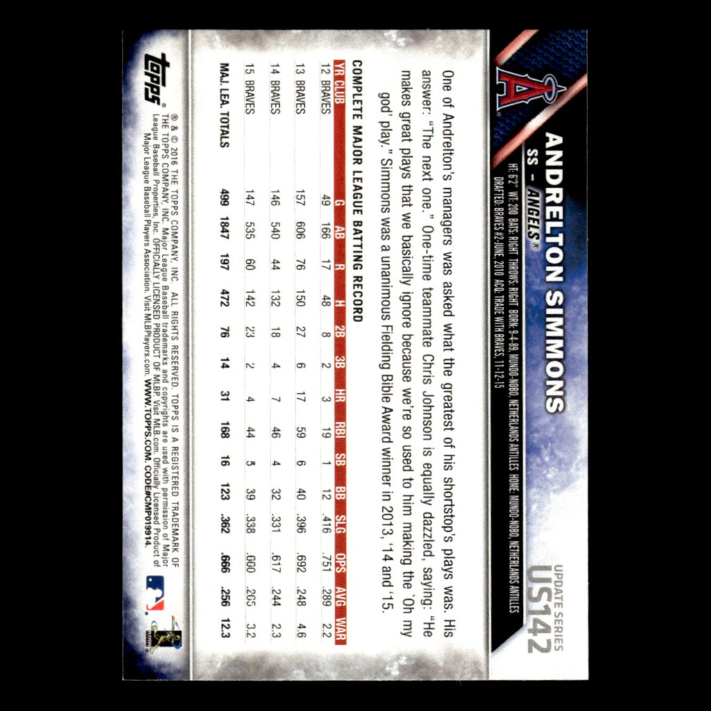 Andrelton Simmons #US142 2016 Topps Update Los Angeles Angels Baseball Card MLB