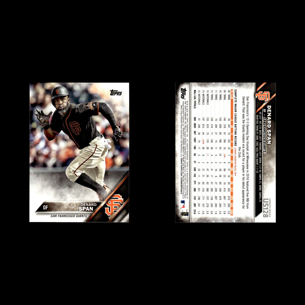 Denard Span #US128 2016 Topps Update San Francisco Giants Baseball Card MLB NM