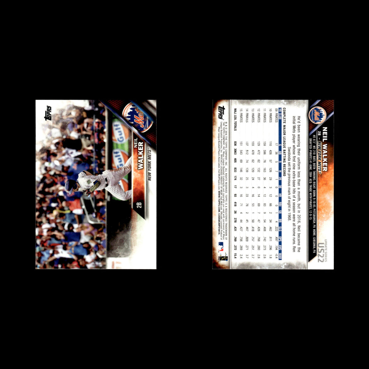 Neil Walker #US22 2016 Topps Update New York Mets Baseball Card MLB NM