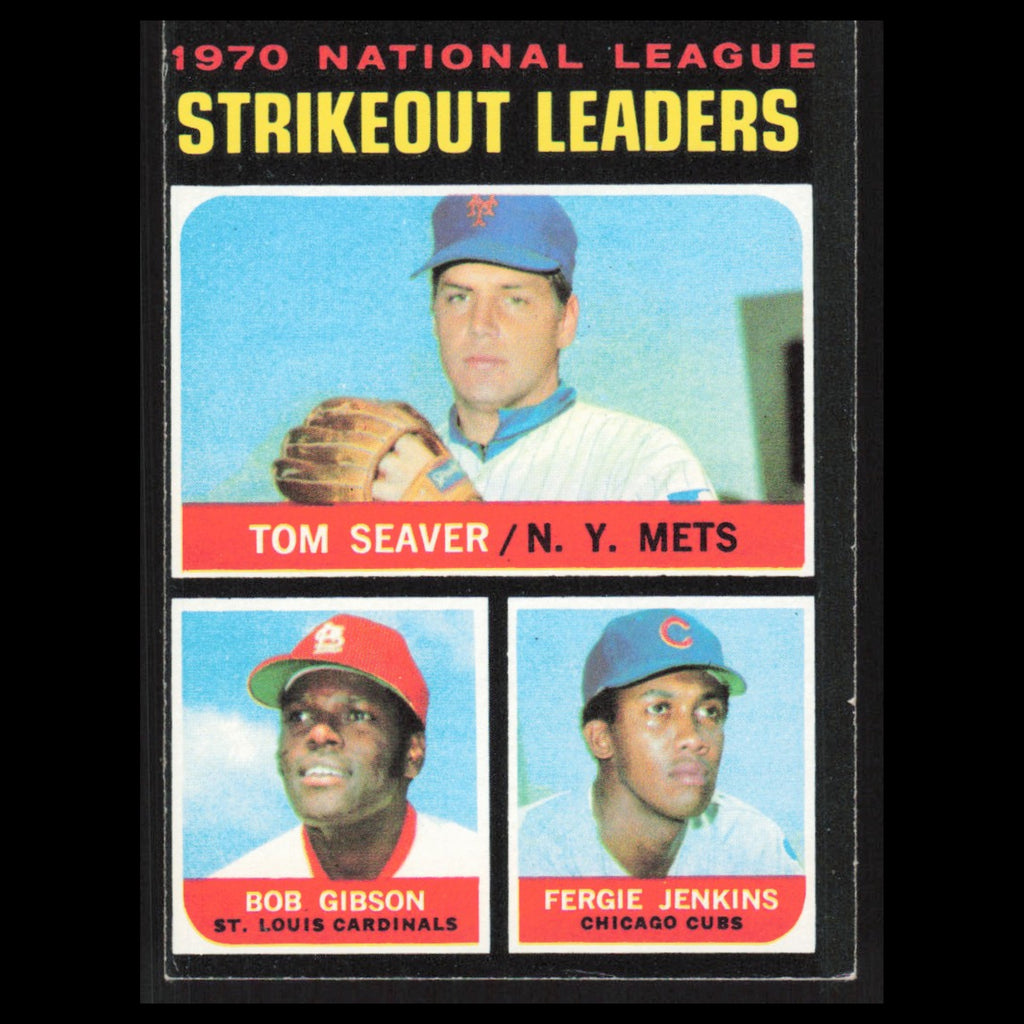 Tom Seaver Bob Gibson Fergie Jenkins #72 1971 Topps NL Strike Out Leaders Card
