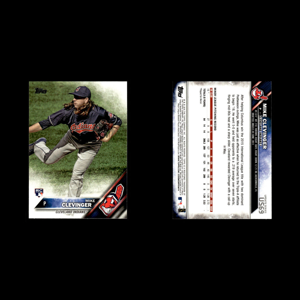 Mike Clevinger Rookie #US69 2016 Topps Update Cleveland Indians Baseball Card NM