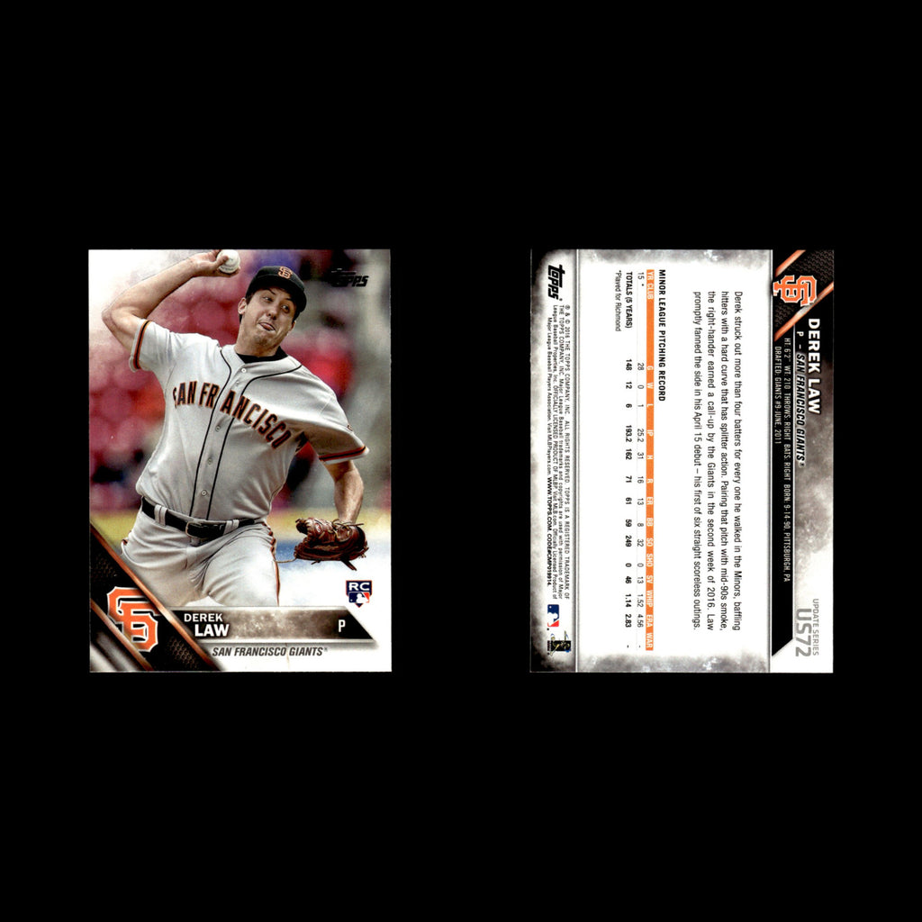 Derek Law Rookie #US72 2016 Topps Update San Francisco Giants Baseball Card MLB