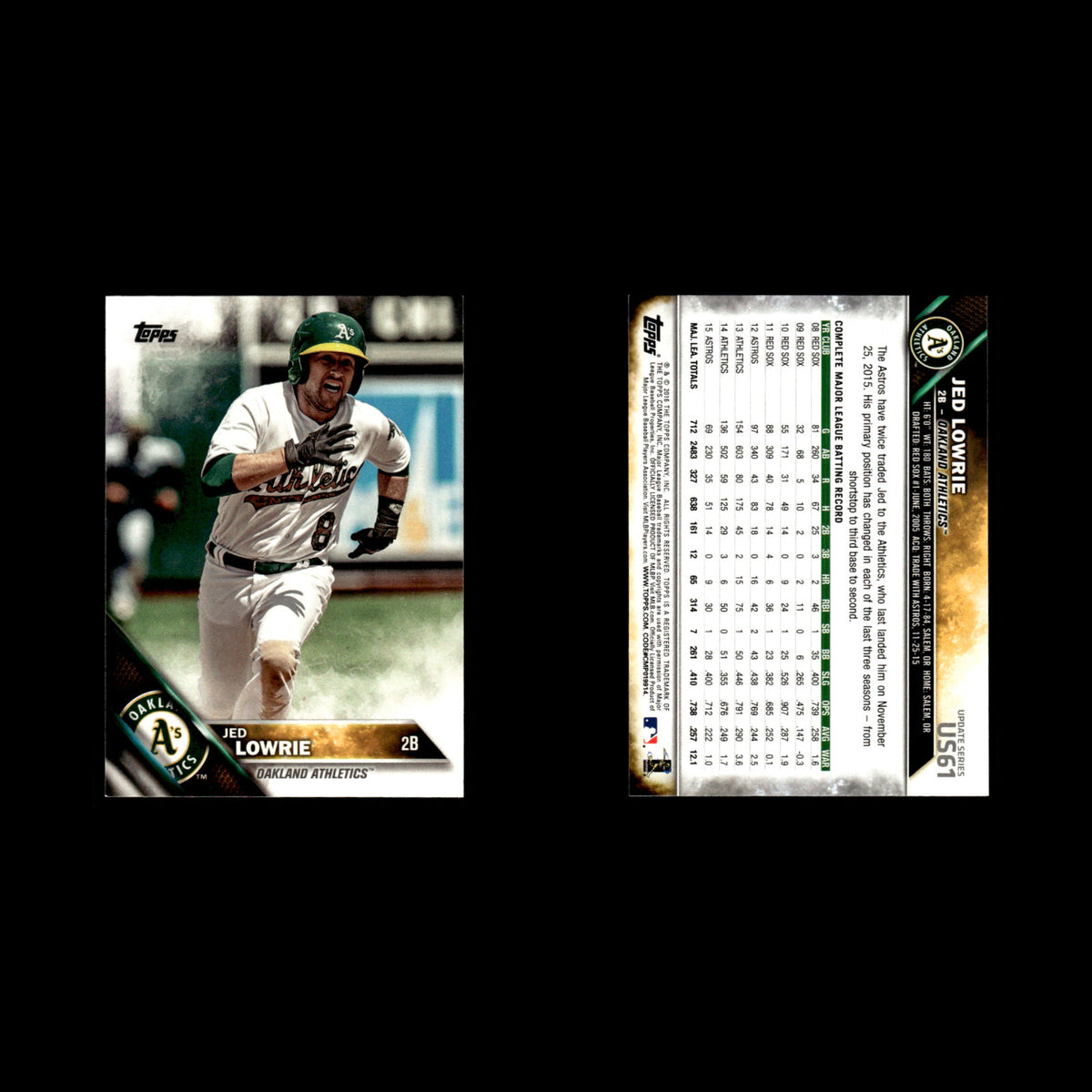 Jed Lowrie #US61 2016 Topps Update Oakland Athletics Baseball Card MLB NM