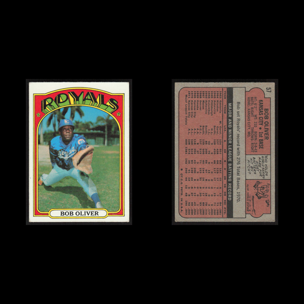 Bob Oliver #57 1972 Topps Kansas City Royals Baseball Card MLB NM
