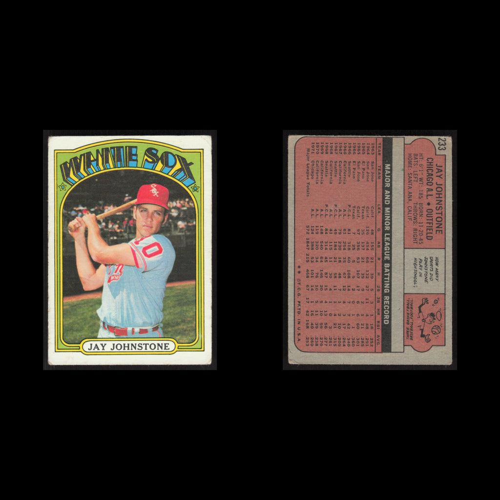 Jay Johnstone #233 1972 Topps Chicago White Sox Baseball Card MLB NM