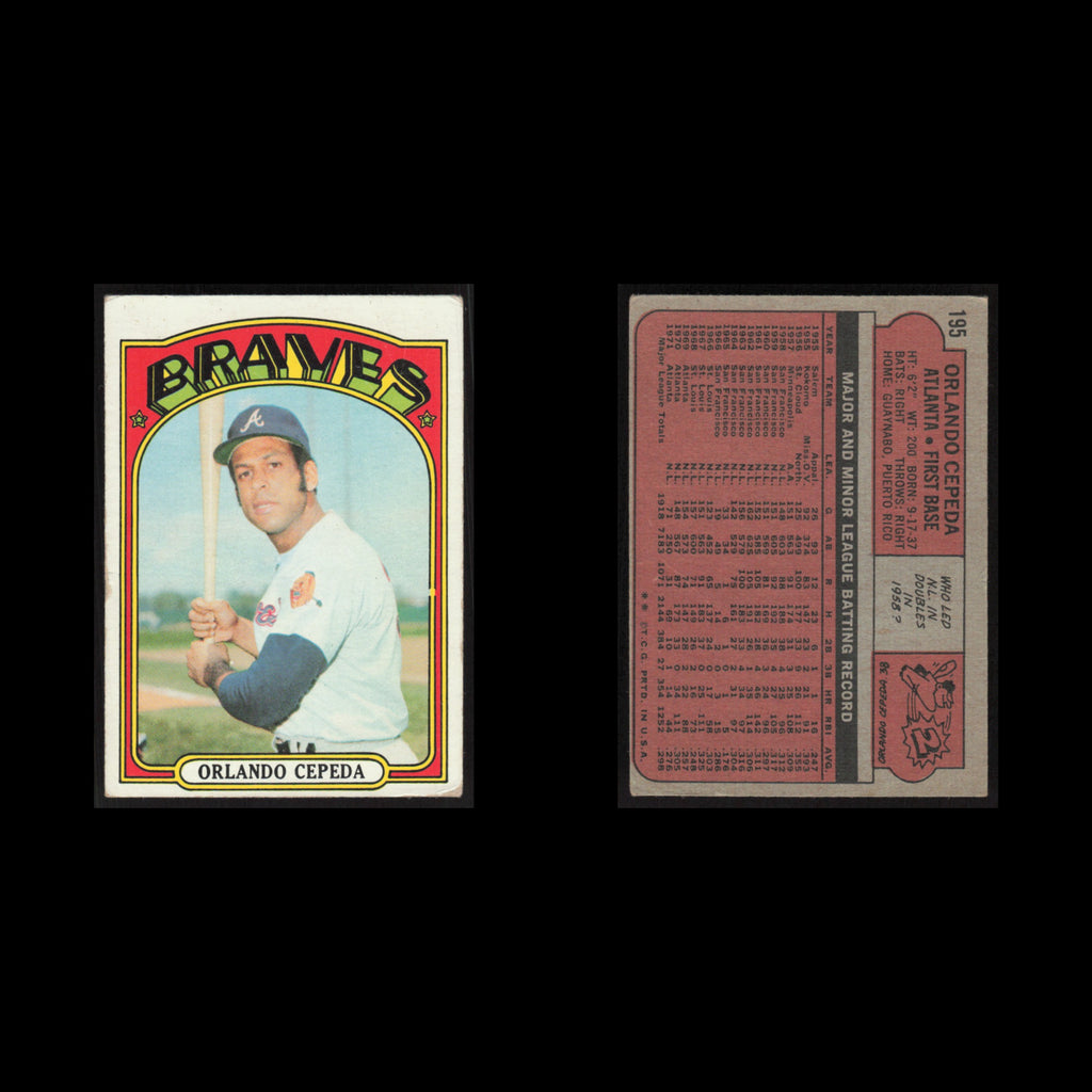 Orlando Cepeda #195 1972 Topps Atlanta Braves Baseball Card MLB NM