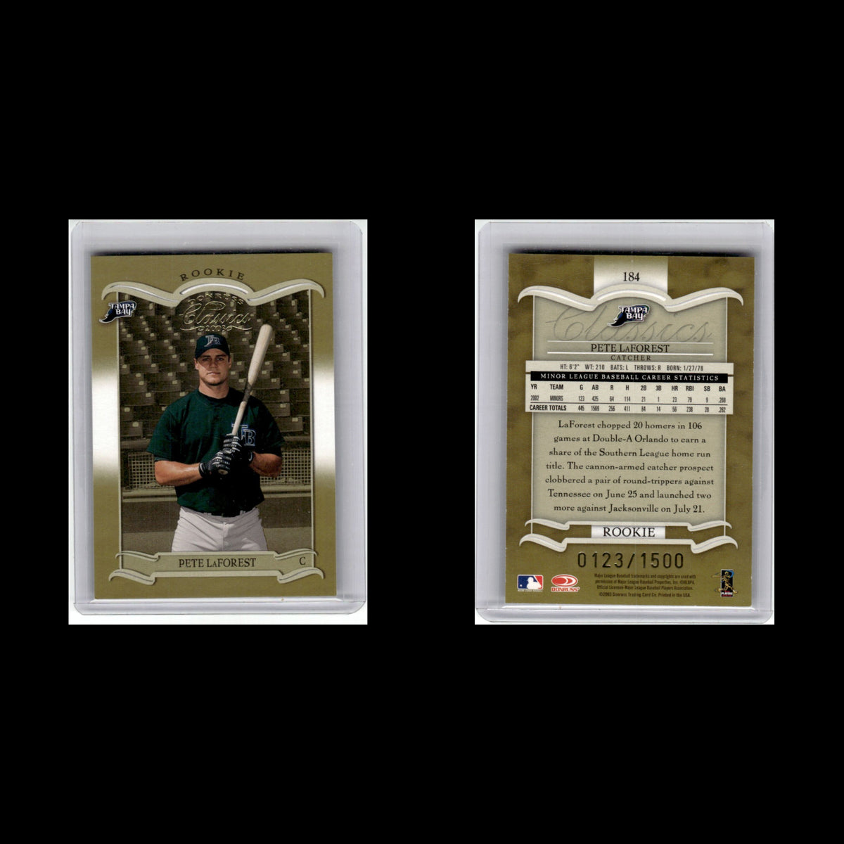 Pete LaForest Rookie /1500 #184 2003 Donruss Classics Tampa Bay Devil Rays Card