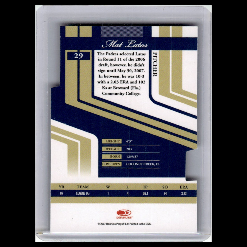Mat Latos /100 #29 2007 Donruss Elite Extra Edition Aspirations San Diego Padres