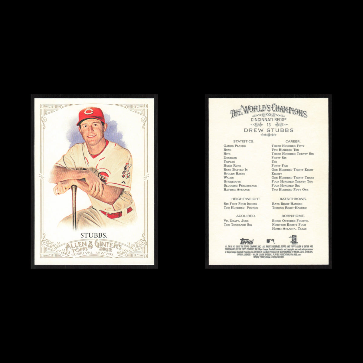 Drew Stubbs #13 2012 Topps Allen - Ginter Cincinnati Reds Baseball Card MLB NM