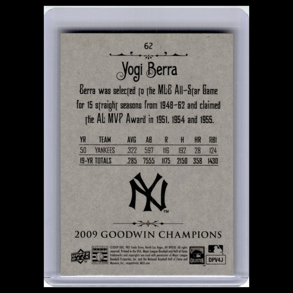 Yogi Berra #62 2009 Upper Deck Goodwin Champions New York Yankees Baseball Card