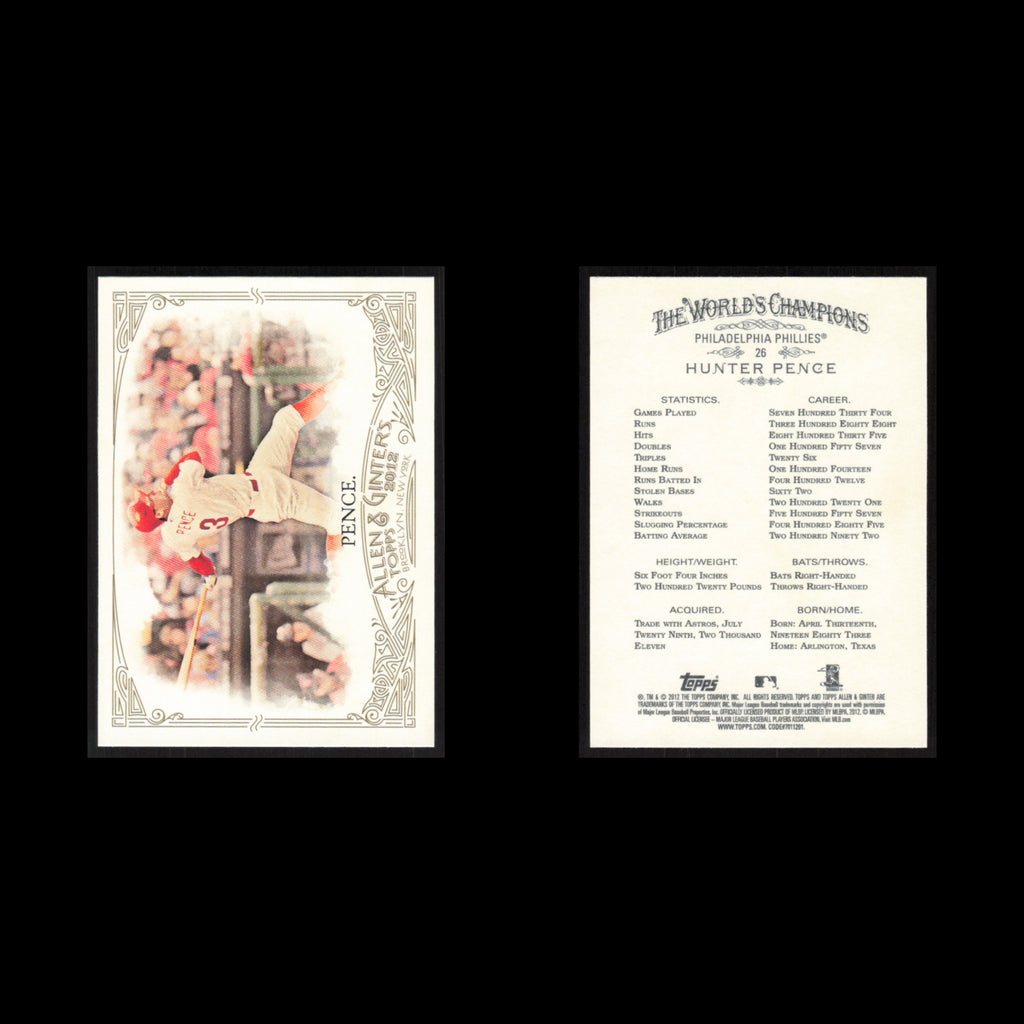 Hunter Pence #26 2012 Topps Allen - Ginter Philadelphia Phillies Baseball Card