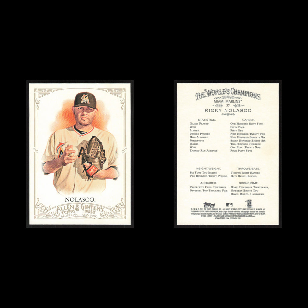 Ricky Nolasco #27 2012 Topps Allen - Ginter Miami Marlins Baseball Card MLB NM