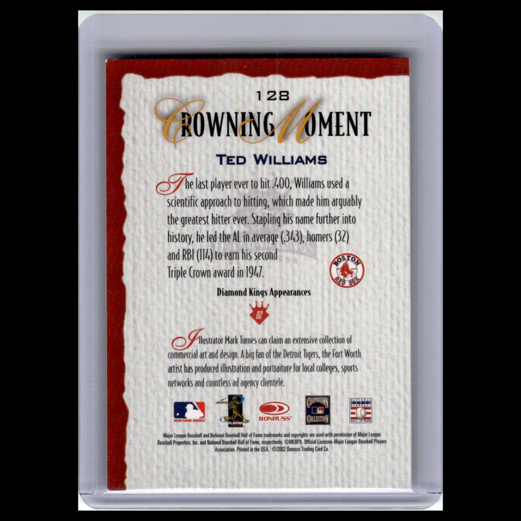 Ted Williams #128 2002 Donruss Diamond Kings Boston Red Sox Baseball Card MLB NM