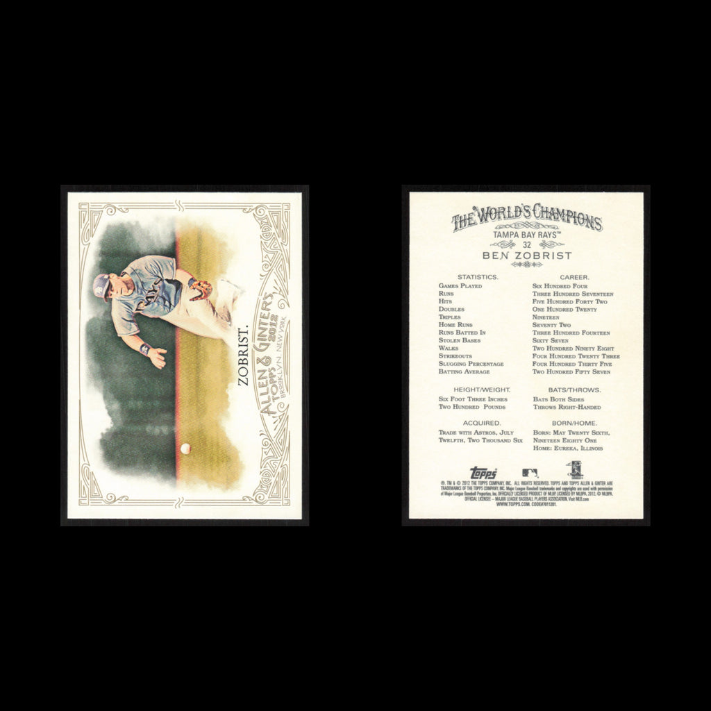 Ben Zobrist #32 2012 Topps Allen - Ginter Tampa Bay Rays Baseball Card MLB NM
