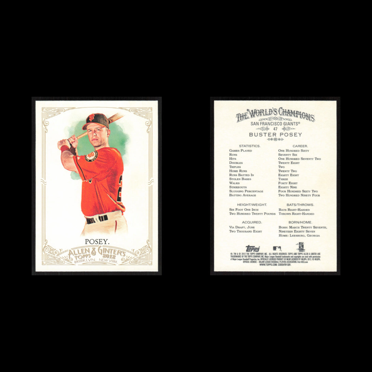 Buster Posey #47 2012 Topps Allen - Ginter San Francisco Giants Baseball Card NM