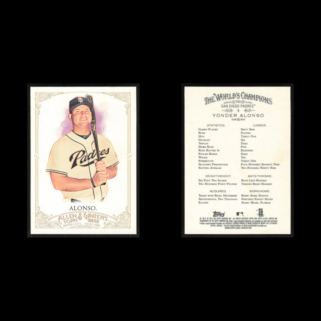 Yonder Alonso #9 2012 Topps Allen - Ginter San Diego Padres Baseball Card MLB NM