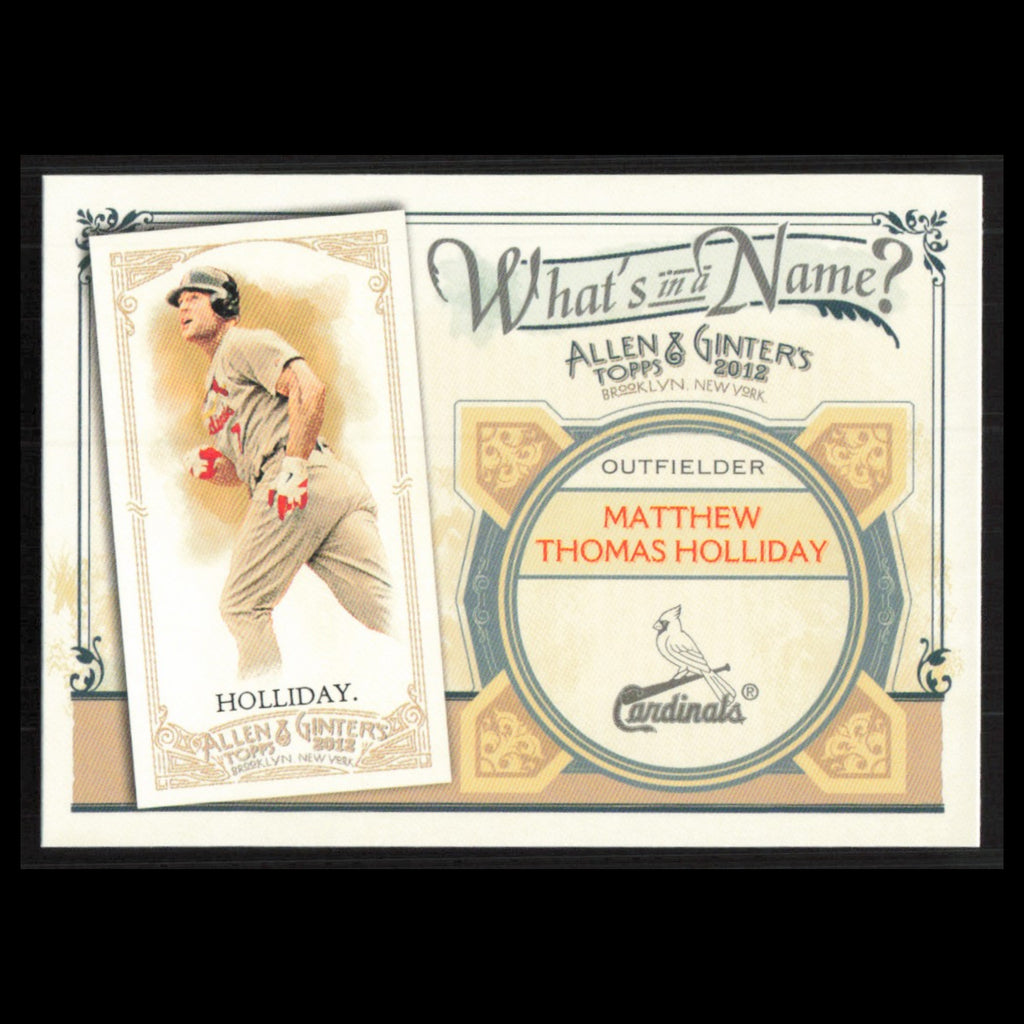 Matt Holliday #WIN80 2012 Topps Allen - Ginter Whats in a Name Cardinals Card NM