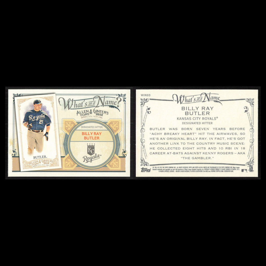 Billy Butler #WIN93 2012 Topps Allen - Ginter Whats in a Name Kansas City Royals