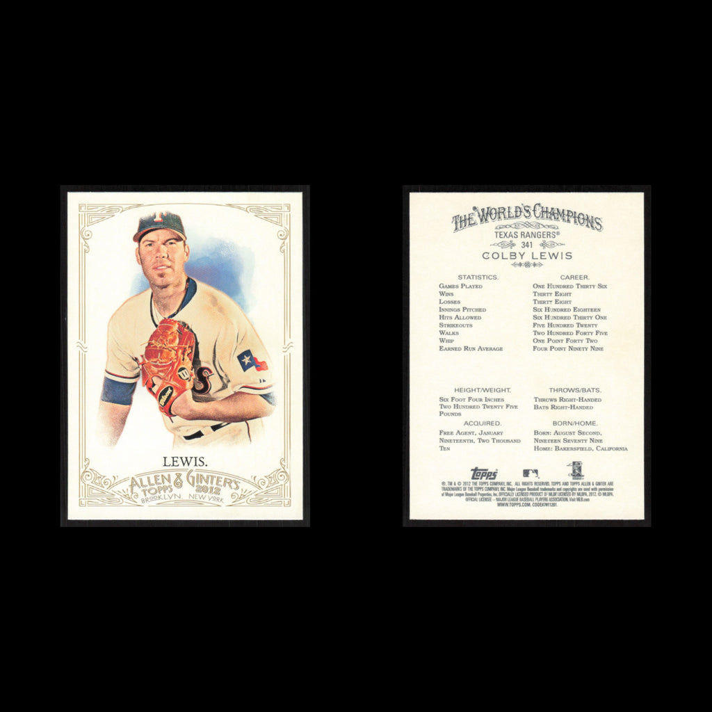 Colby Lewis #341 2012 Topps Allen - Ginter Texas Rangers Baseball Card MLB NM