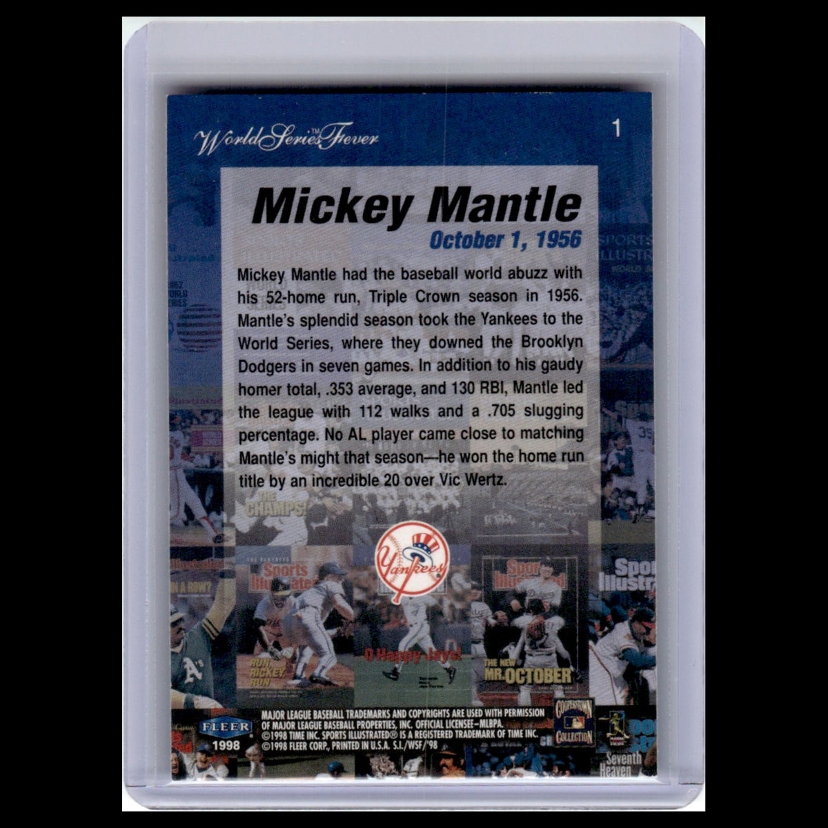 Mickey Mantle #1 1998 Fleer New York Yankees Baseball Card MLB NM