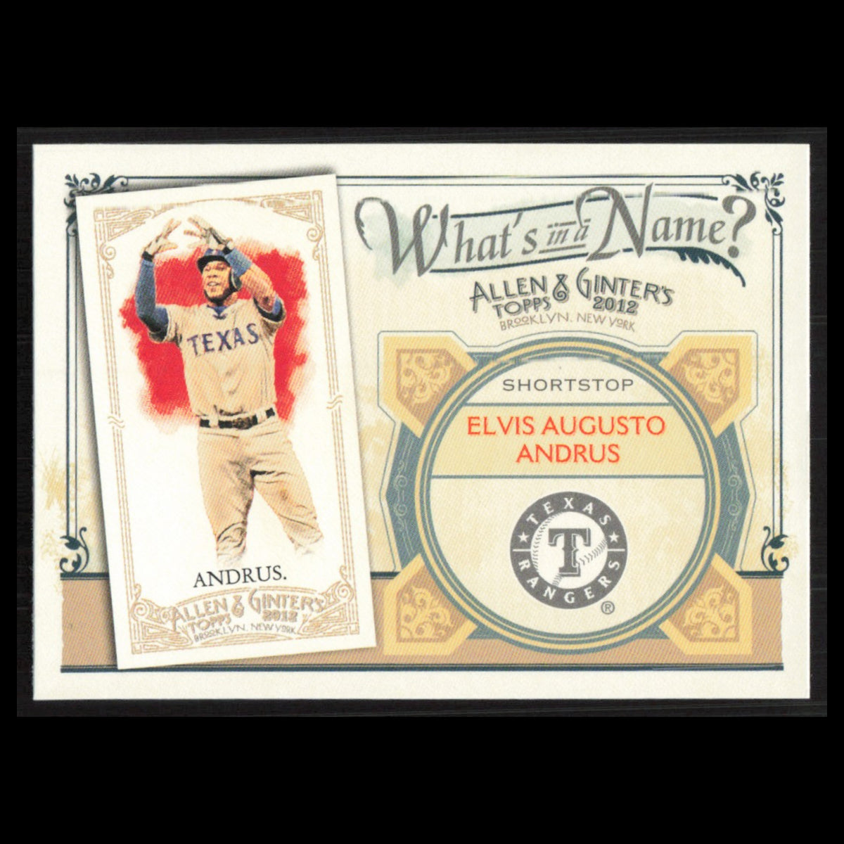 Elvus Andrus #WIN28 2012 Topps Allen - Ginter Whats in a Name Texas Rangers Card