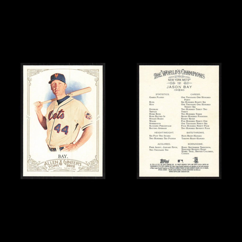 Jason Bay #191 2012 Topps Allen - Ginter New York Mets Baseball Card MLB NM