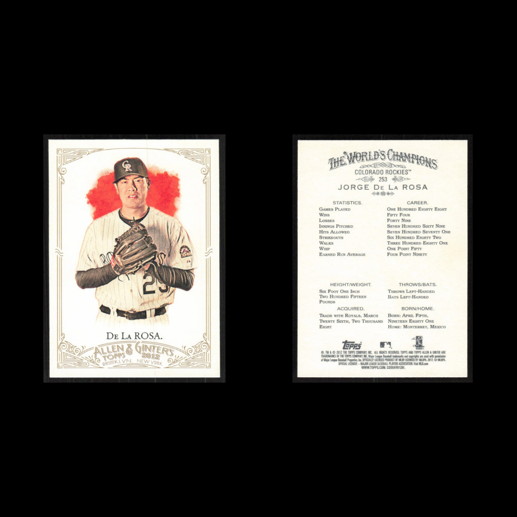 Jorge De La Rosa #253 2012 Topps Allen - Ginter Colorado Rockies Baseball Card