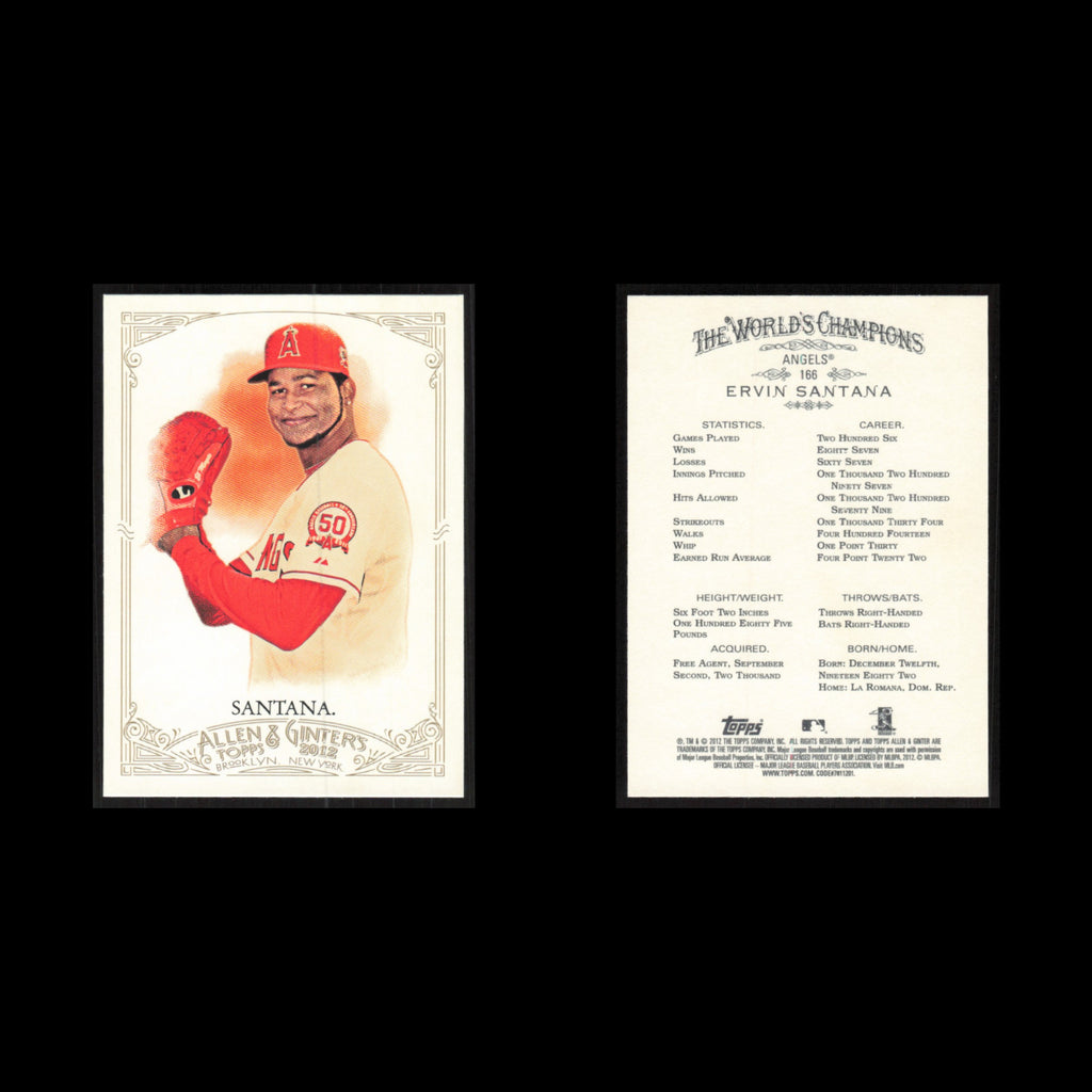 Ervin Santana #166 2012 Topps Allen - Ginter Los Angeles Dodgers Baseball Card