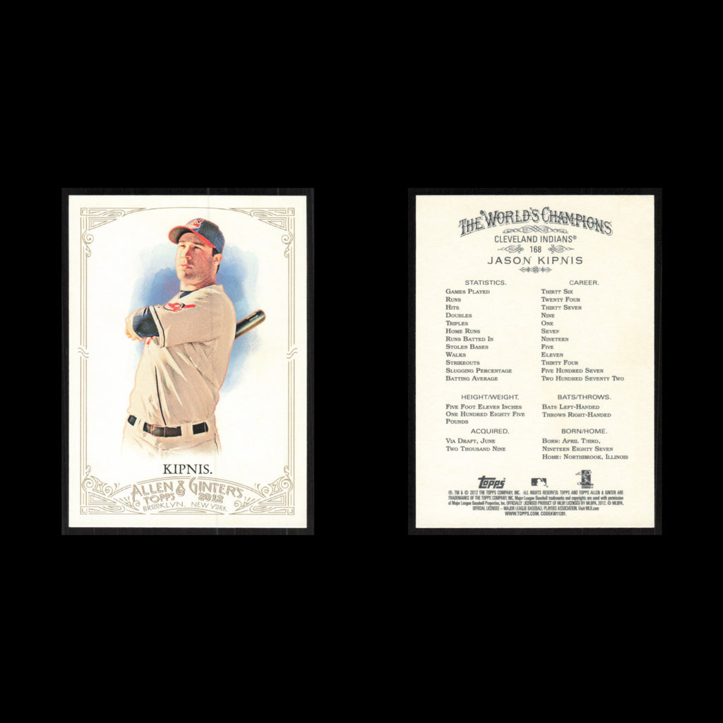 Jason Kipnis #168 2012 Topps Allen - Ginter Cleveland Indians Baseball Card MLB