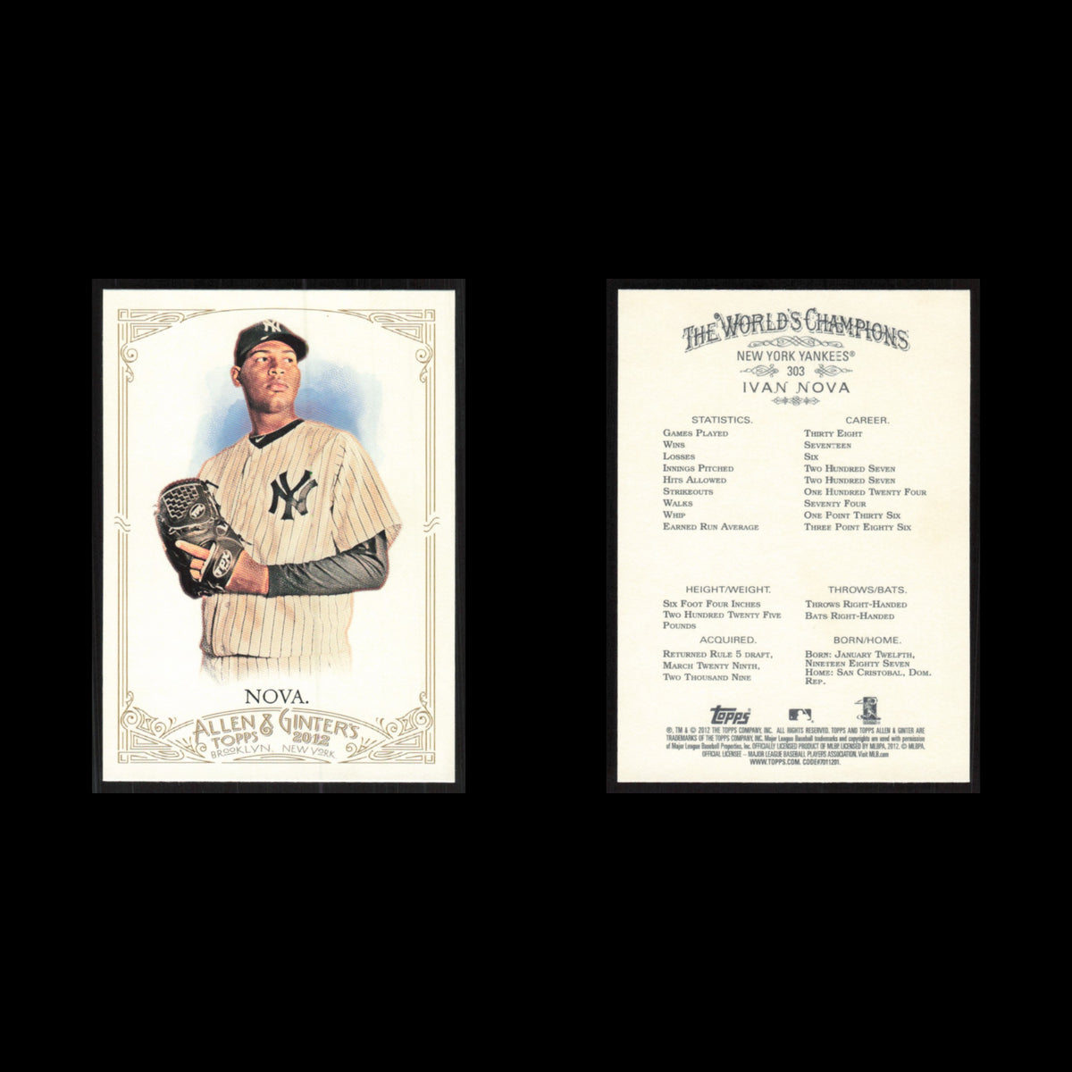 Ivan Nova #303 2012 Topps Allen - Ginter New York Yankees Baseball Card MLB NM