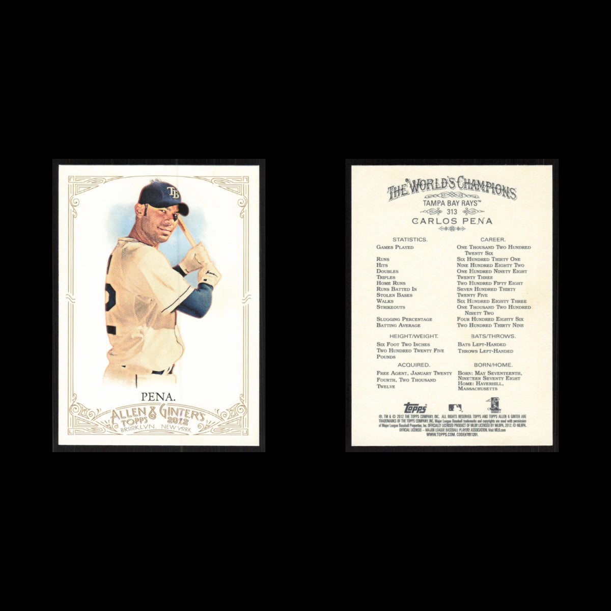 Carlos Pena #313 2012 Topps Allen - Ginter Tampa Bay Rays Baseball Card MLB NM