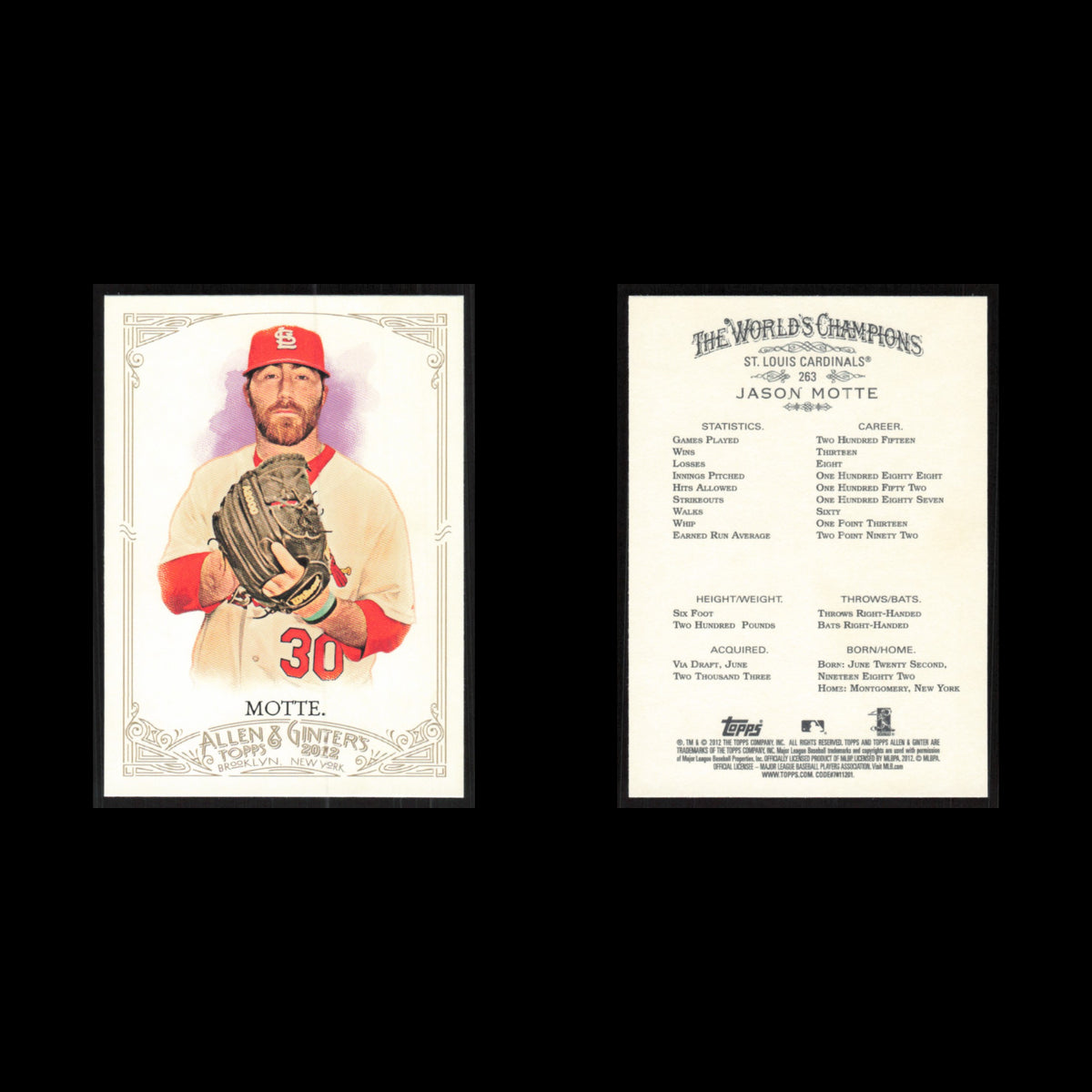 Jason Motte #263 2012 Topps Allen - Ginter St. Louis Cardinals Baseball Card MLB