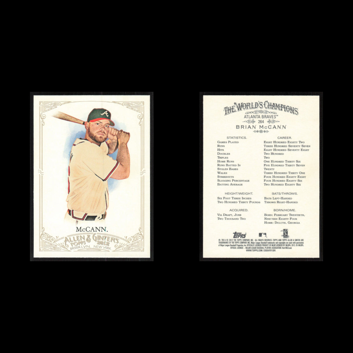 Brian McCann #264 2012 Topps Allen - Ginter Atlanta Braves Baseball Card MLB NM