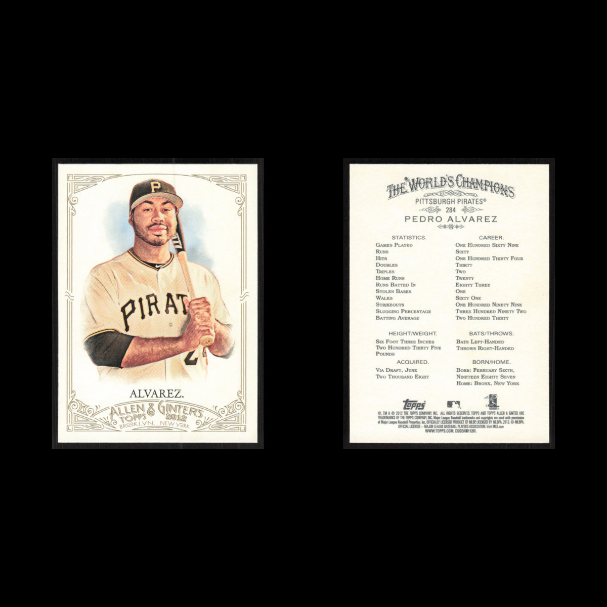 Pedro Alvarez #284 2012 Topps Allen - Ginter Pittsburgh Pirates Baseball Card NM