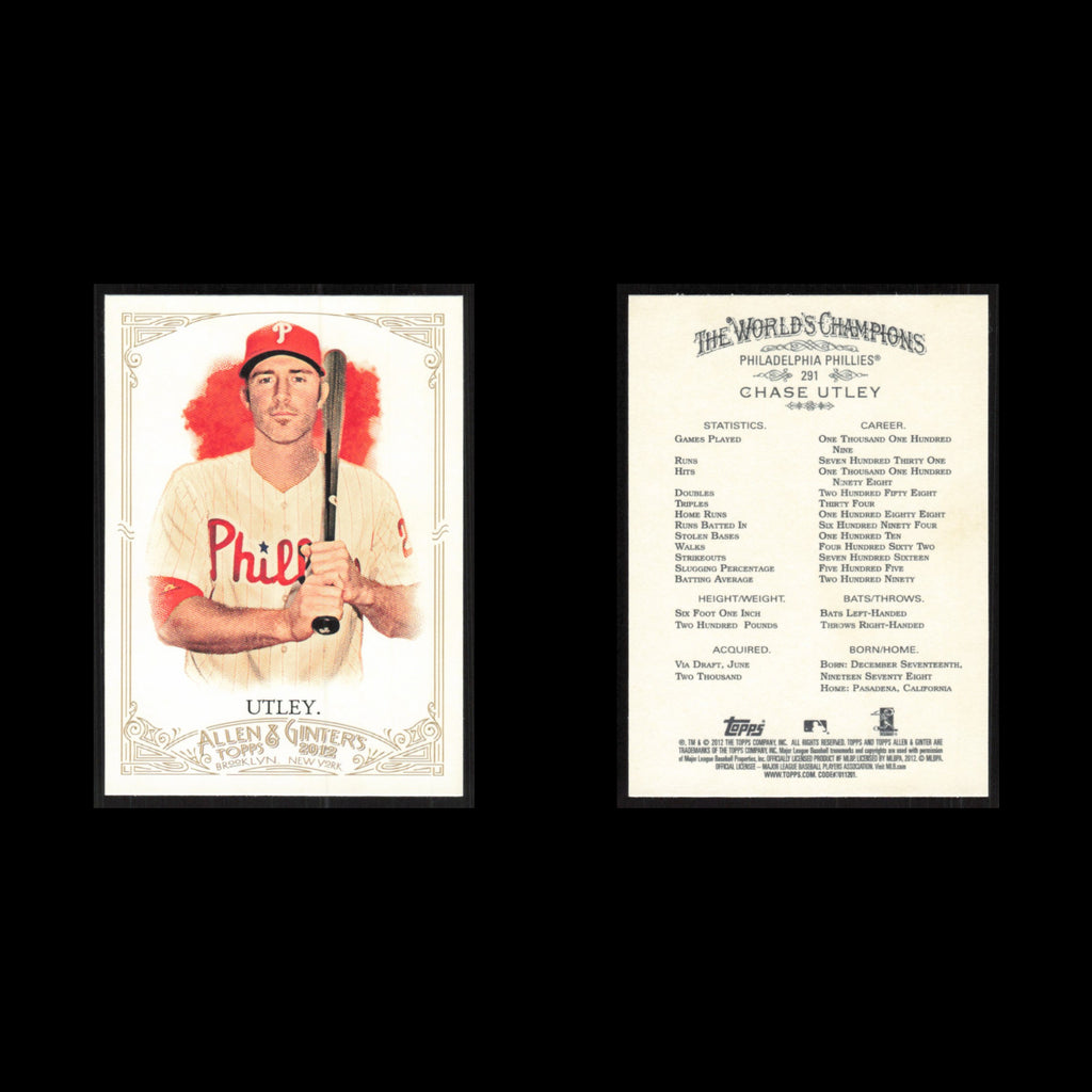 Chase Utley #291 2012 Topps Allen - Ginter Philadelphia Phillies Baseball Card
