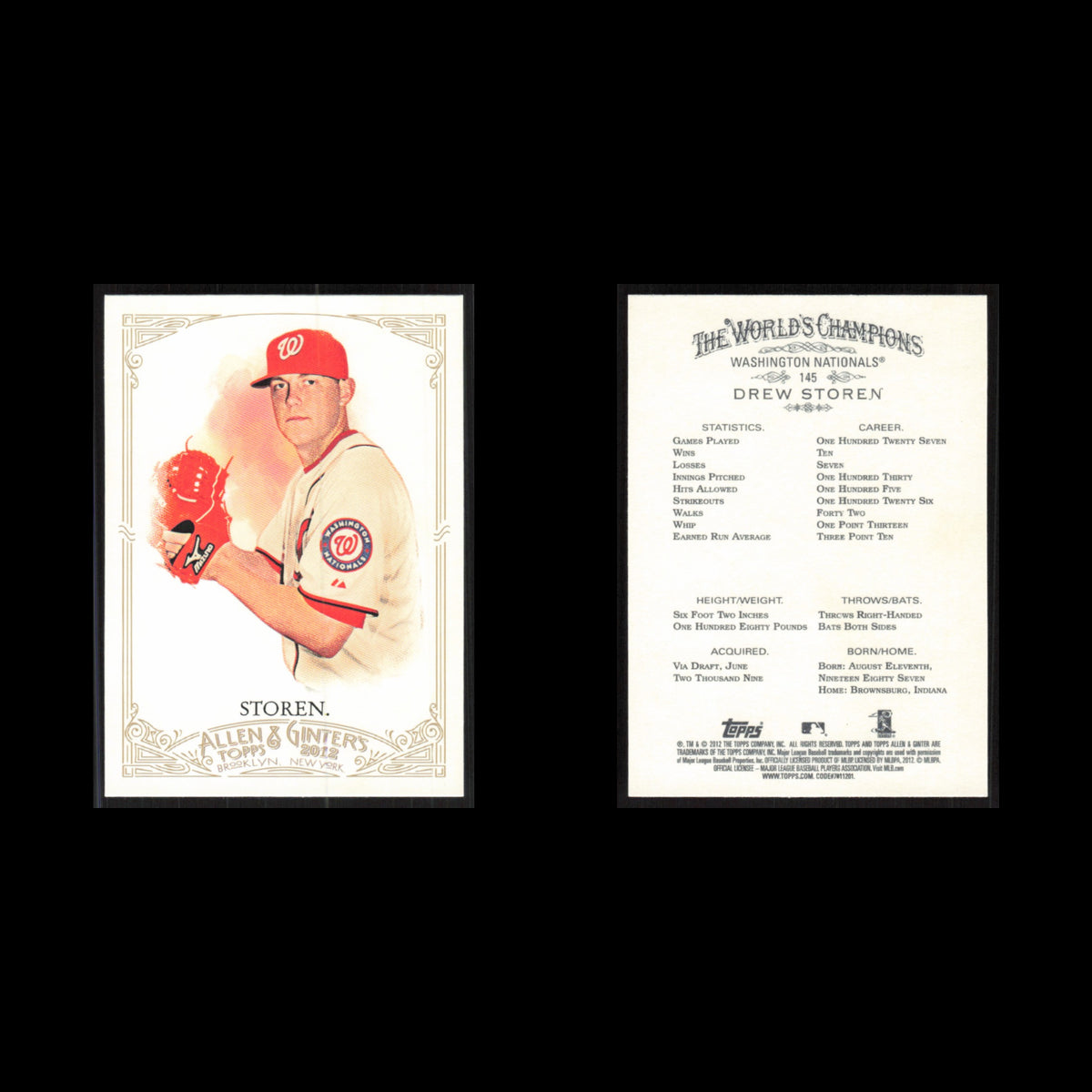 Drew Storen #145 2012 Topps Allen - Ginter Washington Nationals Baseball Card NM