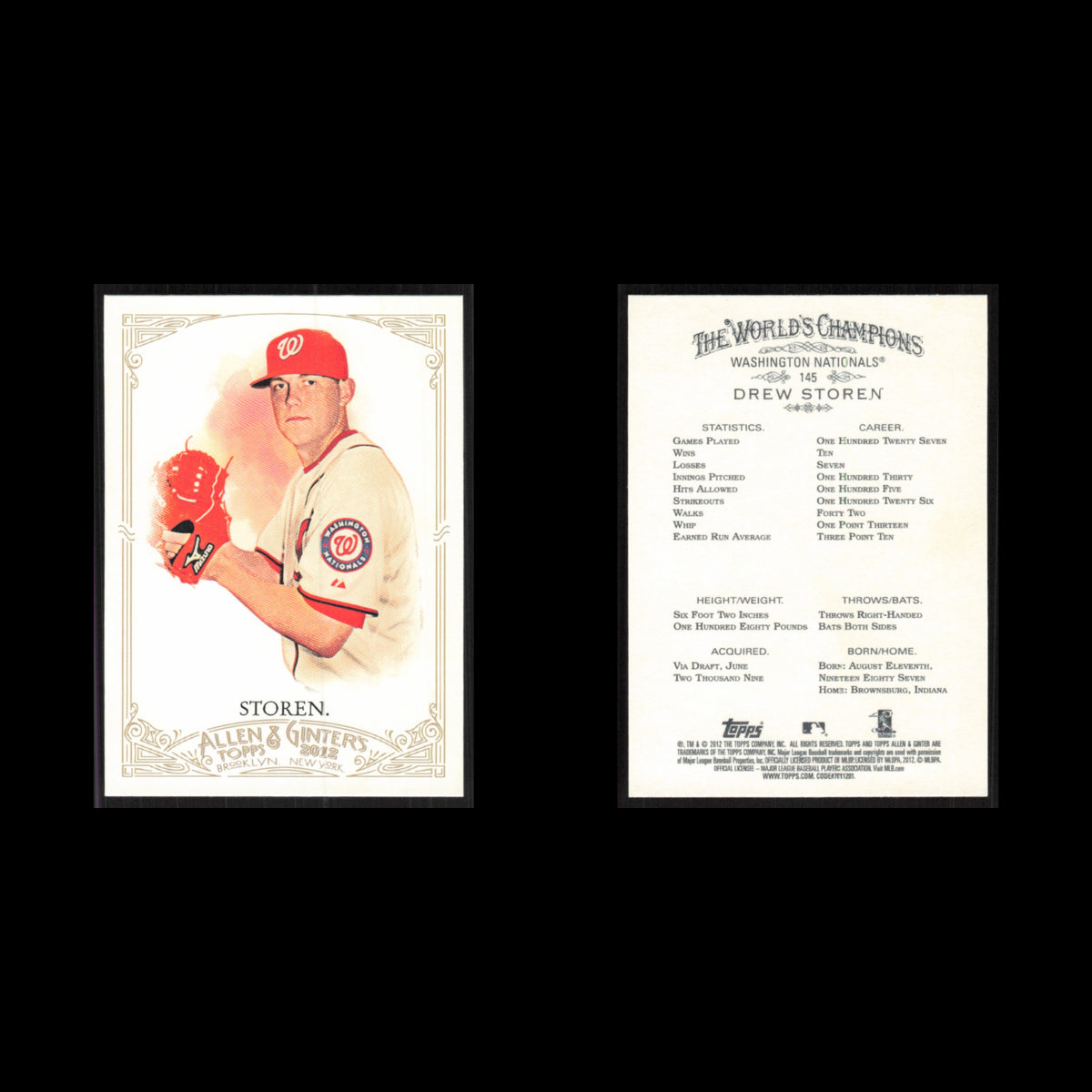 Drew Storen #145 2012 Topps Allen - Ginter Washington Nationals Baseball Card NM