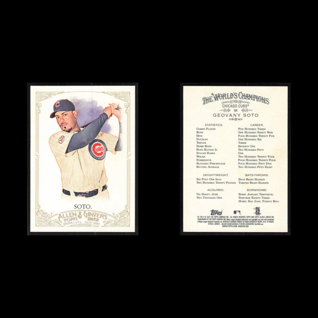 Geovany Soto #94 2012 Topps Allen - Ginter Chicago Cubs Baseball Card MLB NM