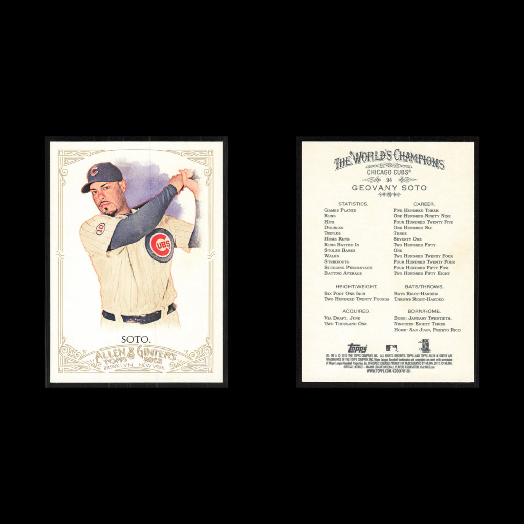 Geovany Soto #94 2012 Topps Allen - Ginter Chicago Cubs Baseball Card MLB NM
