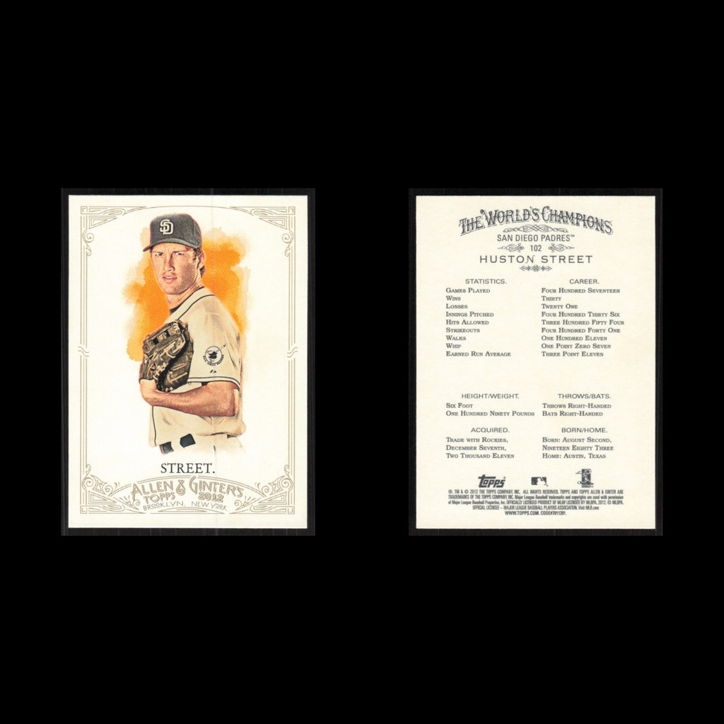Huston Street #102 2012 Topps Allen - Ginter San Diego Padres Baseball Card MLB