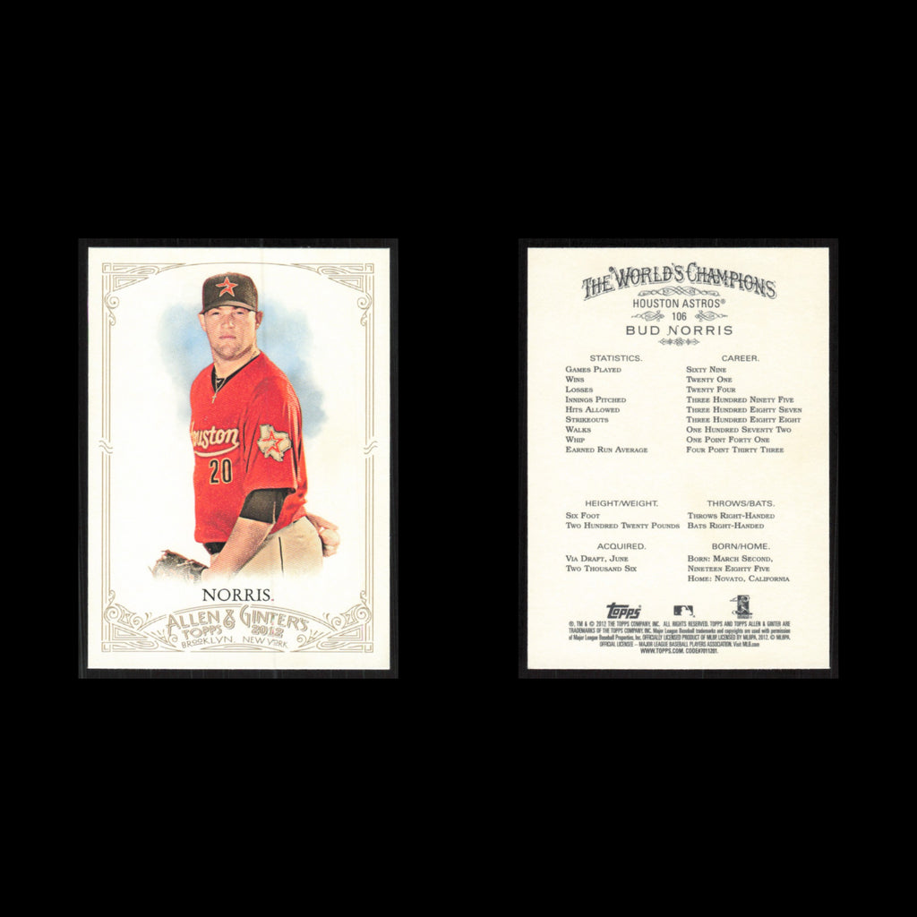 Bud Norris #106 2012 Topps Allen - Ginter Houston Astros Baseball Card MLB NM
