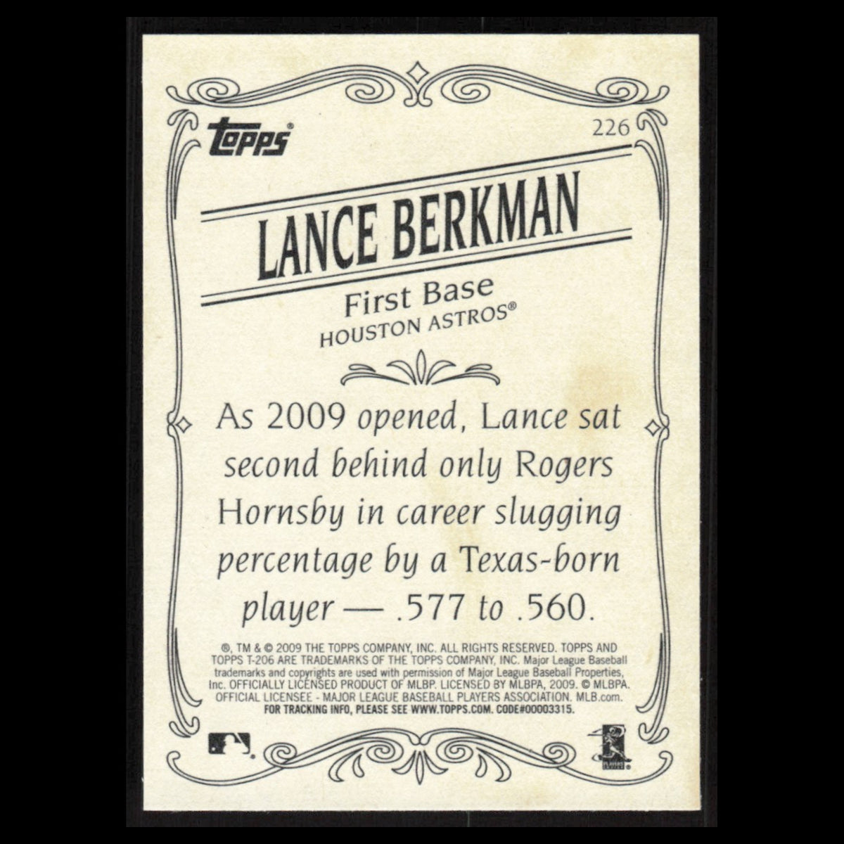 Lance Berkman #226 2009 Topps 206 Houston Astros Baseball Card MLB NM