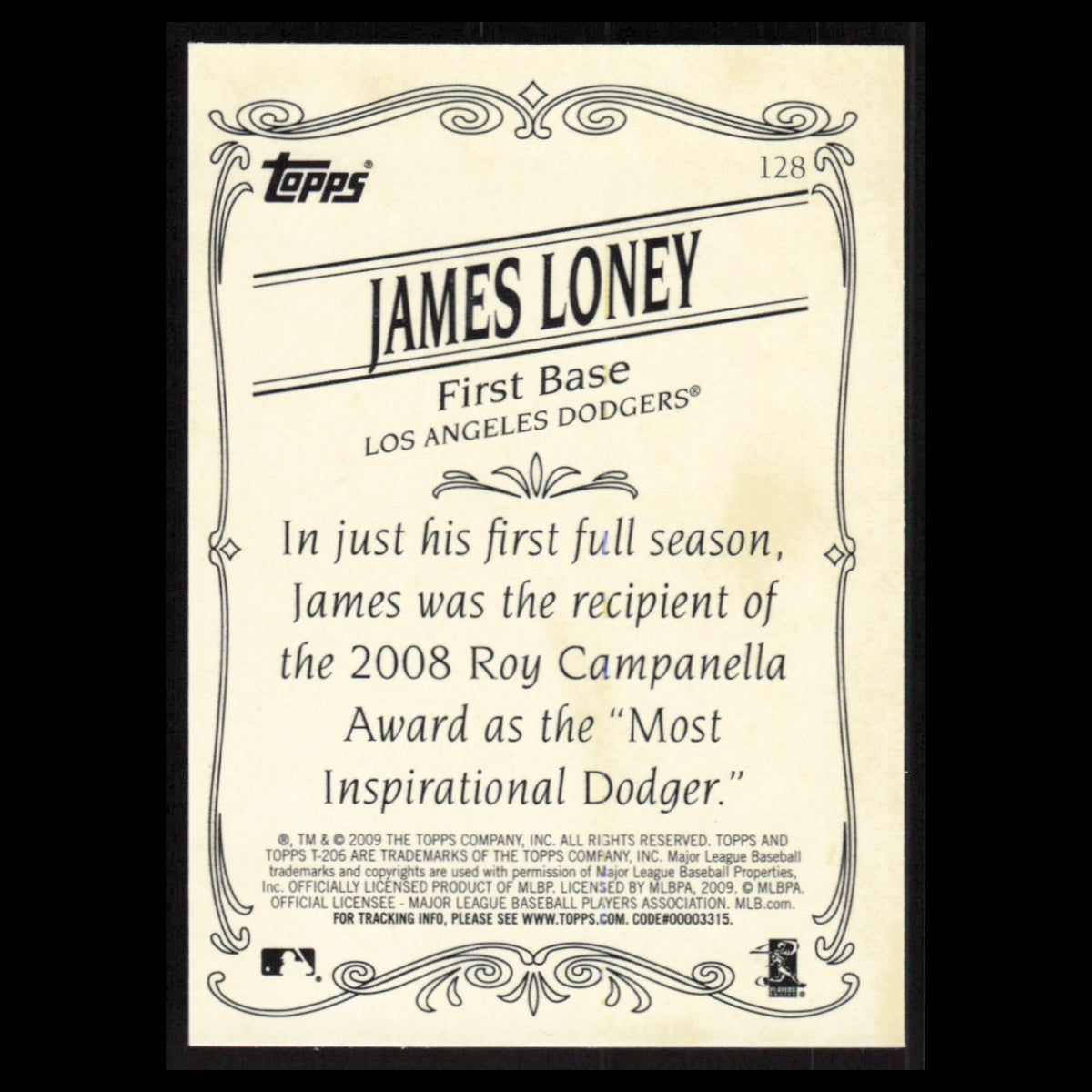 James Loney #128 2009 Topps 206 Los Angeles Dodgers Baseball Card MLB NM