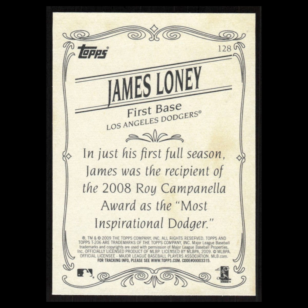 James Loney #128 2009 Topps 206 Los Angeles Dodgers Baseball Card MLB NM