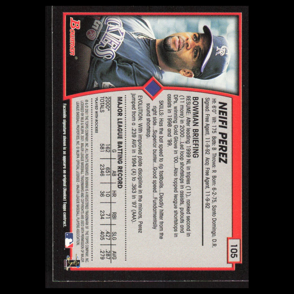Neifi Perez #105 2001 Bowman Colorado Rockies Baseball Card MLB NM