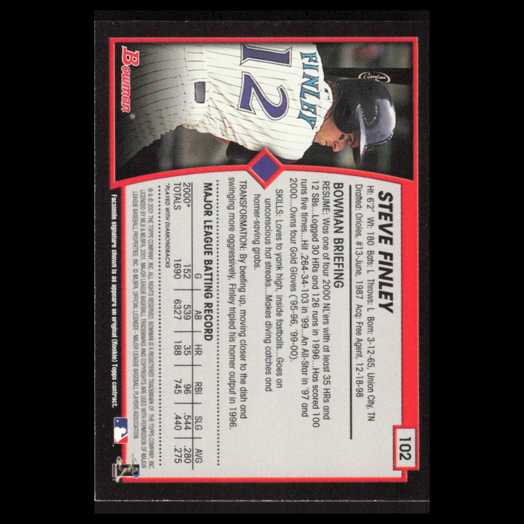 Steve Finley #102 2001 Bowman Arizona Diamondbacks Baseball Card MLB NM